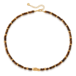Gold Tone Brown Disc Bead Necklace — main view thumbnail