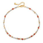 Gold Tone White and Multicolor Bead Necklace — main view thumbnail
