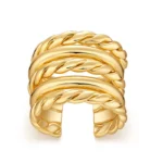 Gold Tone Twisted Multi Row Open Ring — main view thumbnail