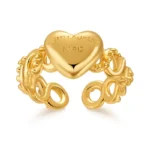 Gold Tone Heart Scroll Open Ring — main view thumbnail