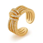 Gold Tone Crystal Knot Open Ring — main view thumbnail