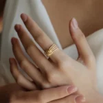 Gold Tone Crystal Knot Open Ring — second view thumbnail