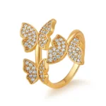 Gold Tone Crystal Butterfly Open Ring — main view thumbnail