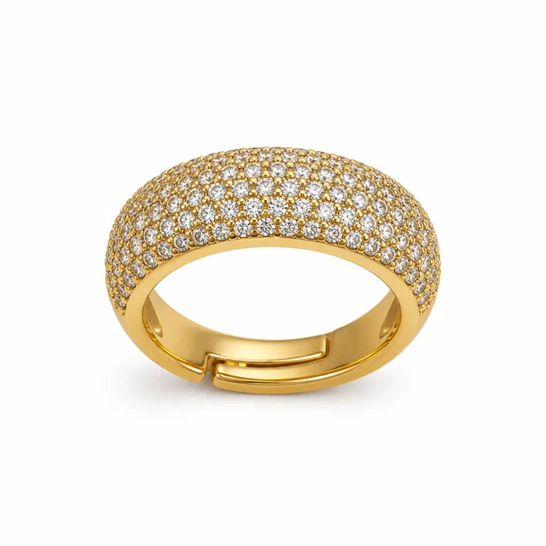 Gold Tone Pave Crystal Dome Band Ring — product view