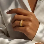 Gold Tone Pave Crystal Dome Band Ring — second view thumbnail