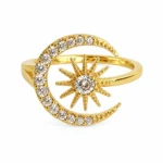 Gold Tone Crystal Crescent Sun Ring — main view thumbnail