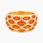 Gold Tone Orange Marquise Wide Band Ring — main view thumbnail