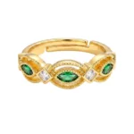 Gold Tone Green Marquise Crystal Ring — main view thumbnail