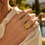 Gold Tone Sculpted Flower Statement Ring — second view thumbnail
