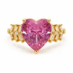 Gold Tone Pink Heart Crystal Statement Ring — main view thumbnail